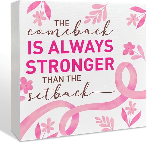Breast Cancer Awareness Gifts for Women, Breast Cancer Warrior Support Gifts, Breast Cancer Survivor Fighter Gifts for Woman Mom Daughter, The Comeback Is Always Stronger, Wooden Box Sign in Saudi Arabia