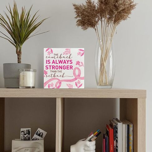 Breast Cancer Awareness Gifts for Women, Breast Cancer Warrior Support Gifts, Breast Cancer Survivor Fighter Gifts for Woman Mom Daughter, The Comeback Is Always Stronger, Wooden Box Sign in Saudi Arabia