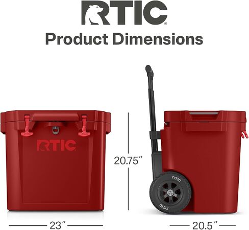 RTIC 45 QT Wheeled Ultra-Tough Cooler Hard Insulated Portable Ice Chest Box for Beach, Drink, Beverage, Camping, Picnic, Fishing, Boat, Barbecue, Rotomolded Construction in Saudi Arabia