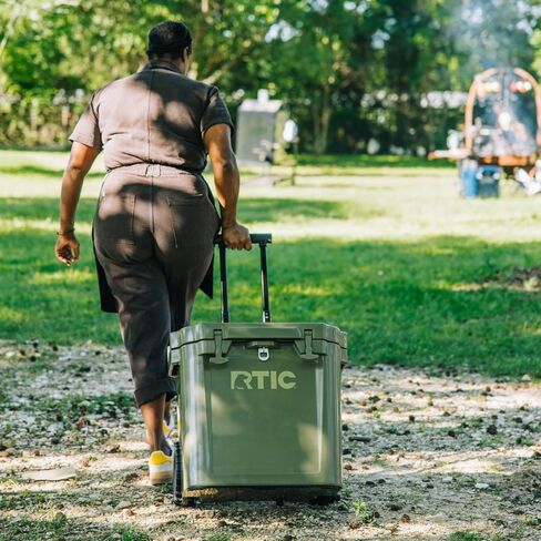 RTIC 45 QT Wheeled Ultra-Tough Cooler Hard Insulated Portable Ice Chest Box for Beach, Drink, Beverage, Camping, Picnic, Fishing, Boat, Barbecue, Rotomolded Construction in Saudi Arabia
