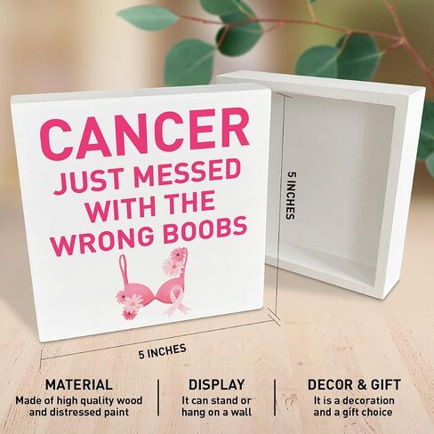 Breast Cancer Awareness Gifts for Women, Breast Cancer Warrior Support Gifts, Breast Cancer Survivor Fighter Gifts for Woman Mom Daughter, The Comeback Is Always Stronger, Wooden Box Sign in Saudi Arabia