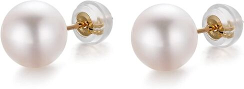 [مجوهرات KOKO PEARL] أقراط لؤلؤ أكويا بيضاء يابانية الصنع للنساء من اللؤلؤ المستزرع الحقيقي مع هدايا مجوهرات من الذهب الصلب عيار 18 قيراط لا تسبب الحساسية، هدايا Supe18k in Kuwait