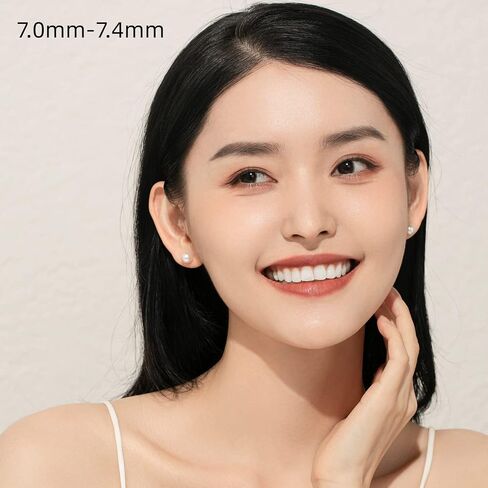 [KOKO PEARL JEWELRY] Japanese-Made White Akoya Pearl Stud Earrings for Women Real Cultured Pearls with 18K Solid Gold Hypoallergenic Jewelry Gifts Presents supe18k in Saudi Arabia