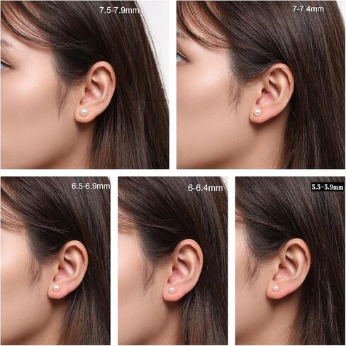 [مجوهرات KOKO PEARL] أقراط لؤلؤ أكويا بيضاء يابانية الصنع للنساء من اللؤلؤ المستزرع الحقيقي مع هدايا مجوهرات من الذهب الصلب عيار 18 قيراط لا تسبب الحساسية، هدايا Supe18k in Kuwait