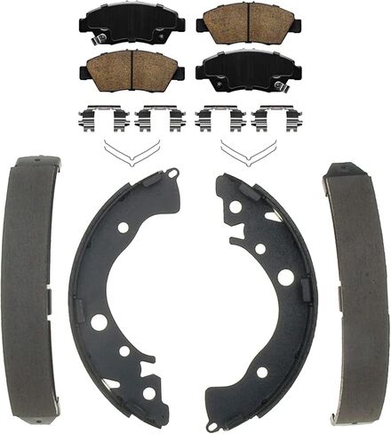 Detroit Axle - Brake Kit for 03-07 Honda Civic, 09-13 Fit [Gas], 15-20 Fit, Front Ceramic Brake Pads Rear Semi-metallic Brake Shoes 2003 2004 2005 2006 2007 Replacement in Saudi Arabia