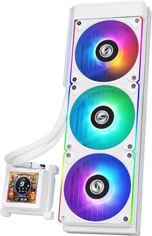 Lian Li Hydroshift 360 AIO - Pre-Installed 3 x ARGB Fans - Side-Mounted Coolant Pathway - 2.88" LCD Screen - 480 × 480 Resolution - Captured Screenshots or Recorded Videos - White (HSLCD36RW) in Saudi Arabia