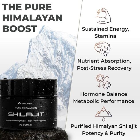 Authentic Pure Shilajit Resin from Ladakh, Himalayas | 100% Natural | 60g jar | Stamina and Energy Boost | 78%+ Fulvic Acid | Immune Support | for Men & Women | 4-Month Supply | 85+ Trace Minerals in Saudi Arabia