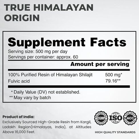 Authentic Pure Shilajit Resin from Ladakh, Himalayas | 100% Natural | 60g jar | Stamina and Energy Boost | 78%+ Fulvic Acid | Immune Support | for Men & Women | 4-Month Supply | 85+ Trace Minerals in Saudi Arabia