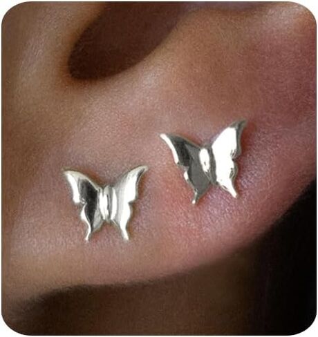 Gold Earrings for Women Trendy 14K Gold Plated Butterfly Stud Earrings Small Dainty Minimalist Simple Hypoallergenic Earrings Jewelry Gift for Her in Saudi Arabia
