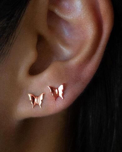 Gold Earrings for Women Trendy 14K Gold Plated Butterfly Stud Earrings Small Dainty Minimalist Simple Hypoallergenic Earrings Jewelry Gift for Her in Saudi Arabia