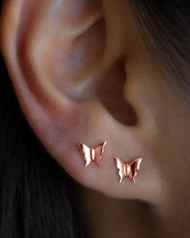 Gold Earrings for Women Trendy 14K Gold Plated Butterfly Stud Earrings Small Dainty Minimalist Simple Hypoallergenic Earrings Jewelry Gift for Her in Saudi Arabia