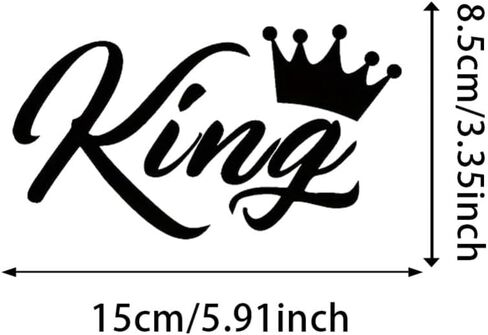 قطعتان من ملصقات الفينيل Crown King مقاس 5.91 بوصة × 3.35 بوصة لمصد السيارة والدراجات النارية والنوافذ والكمبيوتر المحمول وصندوق الأدوات - تصميم ملكي ماجيستي، ملصق سيارة متين ومقاوم للماء | #AZ65 (أسود) in Kuwait