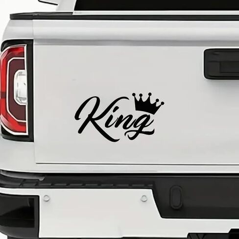قطعتان من ملصقات الفينيل Crown King مقاس 5.91 بوصة × 3.35 بوصة لمصد السيارة والدراجات النارية والنوافذ والكمبيوتر المحمول وصندوق الأدوات - تصميم ملكي ماجيستي، ملصق سيارة متين ومقاوم للماء | #AZ65 (أسود) in Kuwait