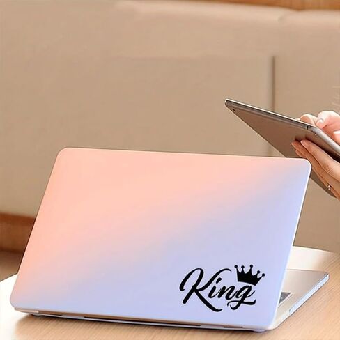 قطعتان من ملصقات الفينيل Crown King مقاس 5.91 بوصة × 3.35 بوصة لمصد السيارة والدراجات النارية والنوافذ والكمبيوتر المحمول وصندوق الأدوات - تصميم ملكي ماجيستي، ملصق سيارة متين ومقاوم للماء | #AZ65 (أسود) in Kuwait