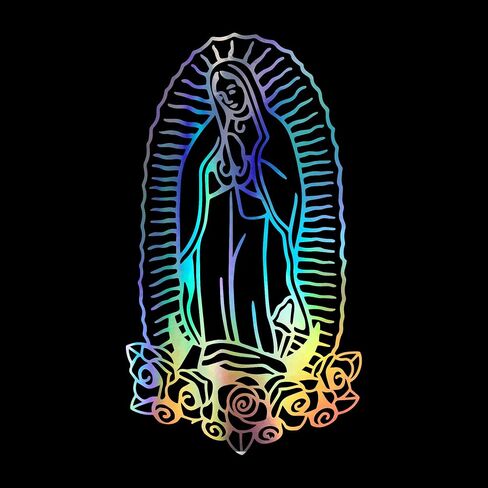 Virgin Mary Roses Sticker Vinyl Decal Notebook Car Window Laptop 4.5" x 8" (Holographic) in Saudi Arabia