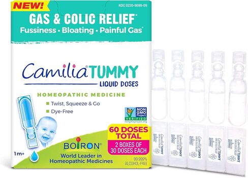 BOIRON Camilia Tummy للمغص والغازات المؤلمة والانتفاخ والانزعاج - جرعات سائلة معقمة وغير نعسان - 60 قطعة in Kuwait