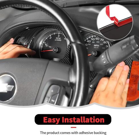 RT-TCZ Dashboard Panel Cover Trim Decoration Interior Accessories for Chevy Avalanche/Suburban/Tahoe/Silverado 2007-2013,for GMC Yukon/Sierra 2007-2013 (Black Carbon Fiber) in Saudi Arabia