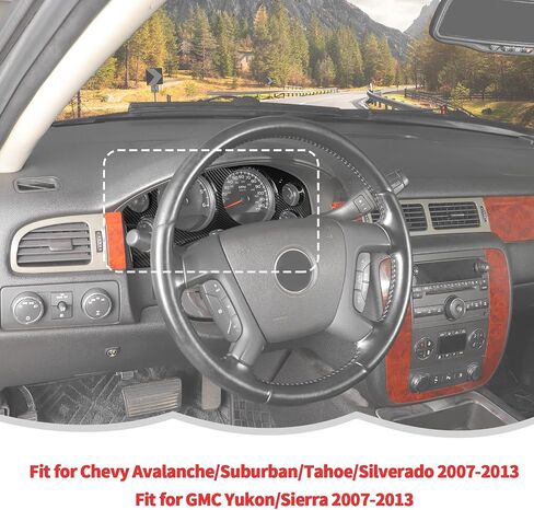 RT-TCZ Dashboard Panel Cover Trim Decoration Interior Accessories for Chevy Avalanche/Suburban/Tahoe/Silverado 2007-2013,for GMC Yukon/Sierra 2007-2013 (Black Carbon Fiber) in Saudi Arabia
