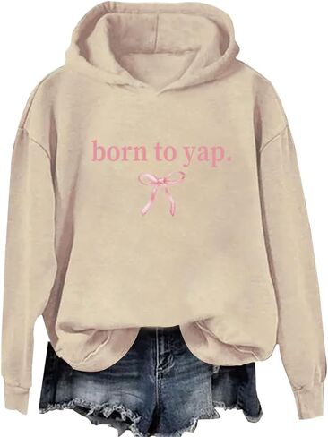 Born To Yap Hoodie Pink Bow Sweatshirt Unisex in Saudi Arabia