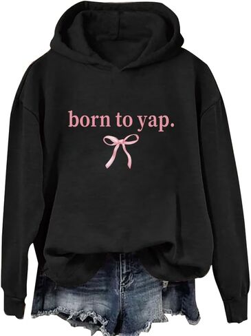 سويت شيرت بقلنسوة من Born To Yap باللون الوردي للجنسين in Kuwait