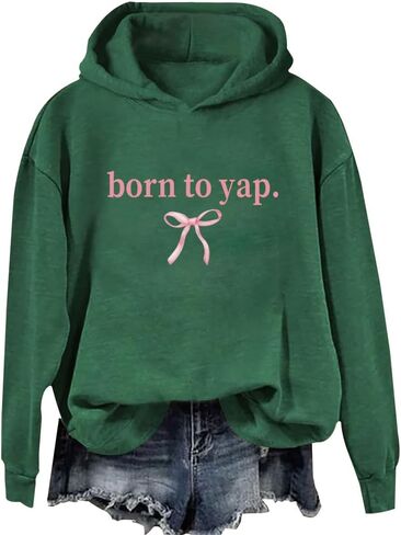 سويت شيرت بقلنسوة من Born To Yap باللون الوردي للجنسين in Kuwait