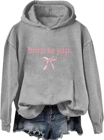 سويت شيرت بقلنسوة من Born To Yap باللون الوردي للجنسين in Kuwait