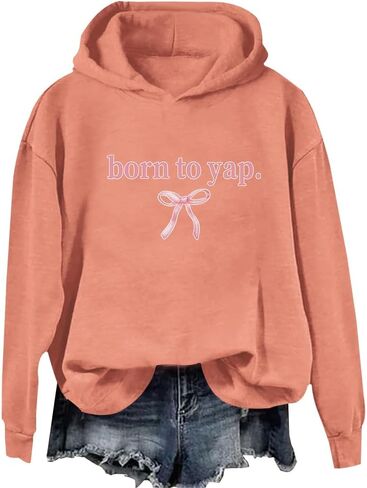 سويت شيرت بقلنسوة من Born To Yap باللون الوردي للجنسين in Kuwait