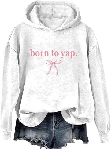 سويت شيرت بقلنسوة من Born To Yap باللون الوردي للجنسين in Kuwait