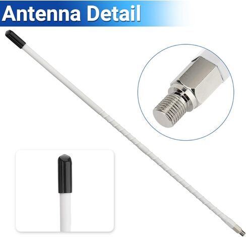 CB Radio Antenna 27MHz Whip Fiberglass CB Antenna Kit 1000 Watt High Gain Long Range White 2’ Foot Car Mobile Radio Handheld CB Radio in Kuwait