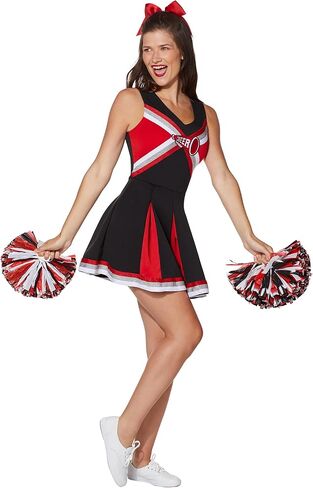 Spirit Halloween Adult Black and Red Cheerleader Uniform Costume | Cheerleader Outfit in Saudi Arabia