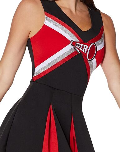 Spirit Halloween Adult Black and Red Cheerleader Uniform Costume | Cheerleader Outfit in Saudi Arabia