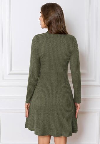 Women's Long Sleeve Sweater Maxi Dresses V Neck Casual Fall A-Line Church Fall Long Dresses in Kuwait