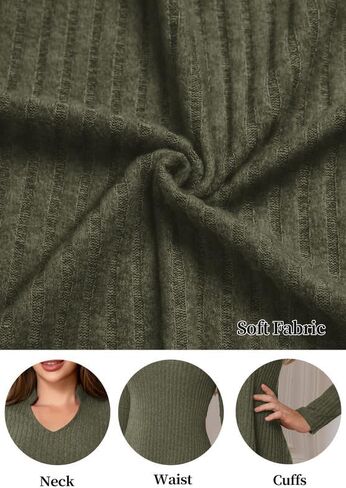 Women's Long Sleeve Sweater Maxi Dresses V Neck Casual Fall A-Line Church Fall Long Dresses in Kuwait