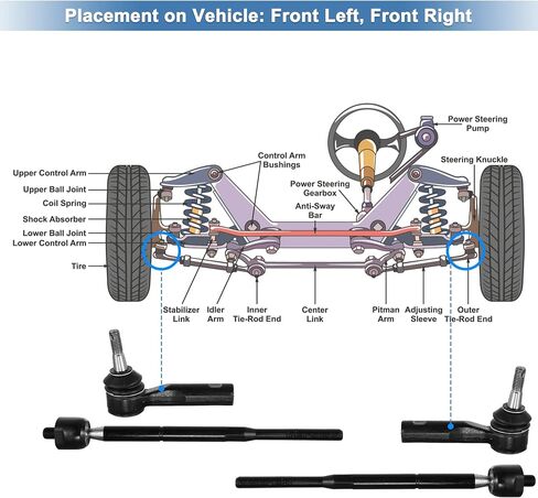 X AUTOHAUX 4pcs Front Inner Outer Tie Rod End Links Suspension Steering Tie Rod Kit ES800030 EV80445 for Chevrolet Cobalt HHR for Pontiac G5 Pursuit for Saturn Ion in Saudi Arabia