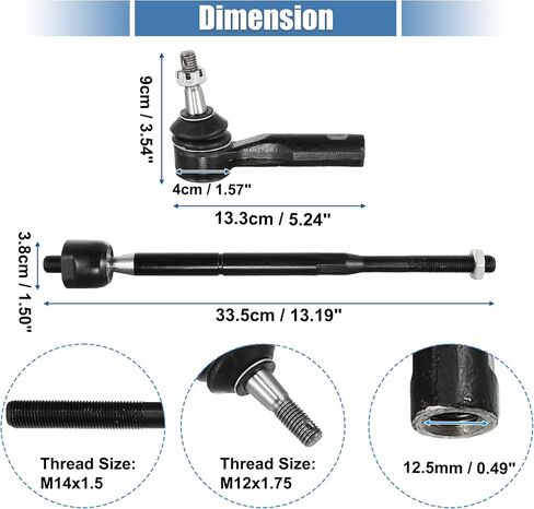 X AUTOHAUX 4pcs Front Inner Outer Tie Rod End Links Suspension Steering Tie Rod Kit ES800030 EV80445 for Chevrolet Cobalt HHR for Pontiac G5 Pursuit for Saturn Ion in Saudi Arabia