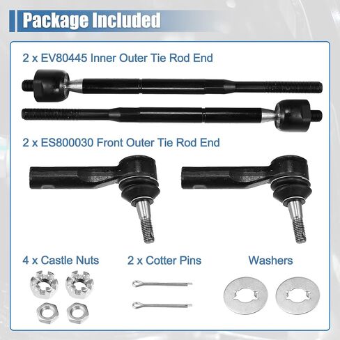 X AUTOHAUX 4pcs Front Inner Outer Tie Rod End Links Suspension Steering Tie Rod Kit ES800030 EV80445 for Chevrolet Cobalt HHR for Pontiac G5 Pursuit for Saturn Ion in Saudi Arabia