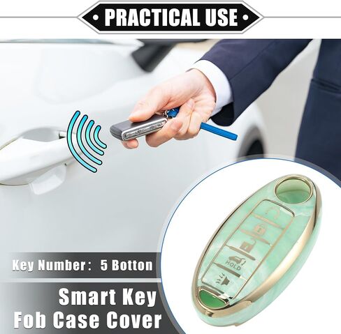 Smart Key Fob Case Cover Compatible for Nissan Altima Maxima, Durable TPU Gray 5 Button Porcelain Pattern Remote Key Fob Case Protection Shell in Saudi Arabia