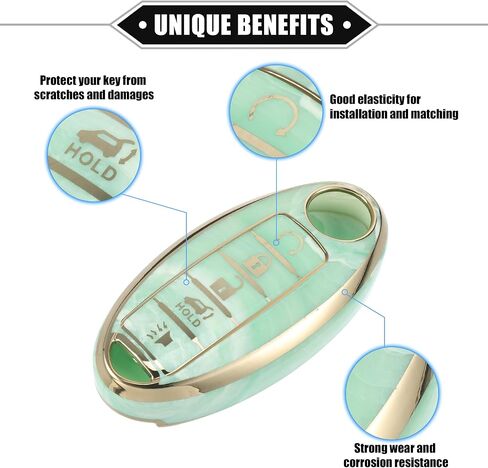 Smart Key Fob Case Cover Compatible for Nissan Altima Maxima, Durable TPU Gray 5 Button Porcelain Pattern Remote Key Fob Case Protection Shell in Saudi Arabia
