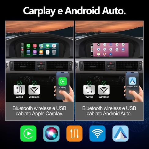 استريو السيارة لـ BMW E60 E90 E92 Radio مع Carplay Android Auto Upgrade CIC Idrive System 8.8inch لـ 3/5 Serie E61/E91/E93 (2008-2013) in Kuwait