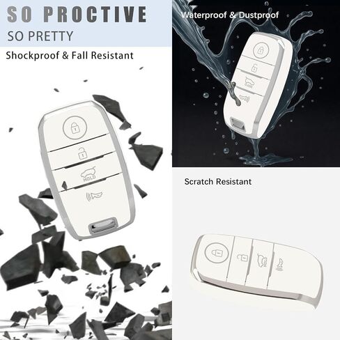 غطاء حافظة مفتاح Kia Key Fob، غطاء حافظة مفتاح TPU يناسب Kia Forte Optima Rio Rondo Sorento Sedona Soul Sportage Hyundai Accent Elantra ملحقات السيارة حامل مفتاح ذكي، أرجواني أسود in Kuwait