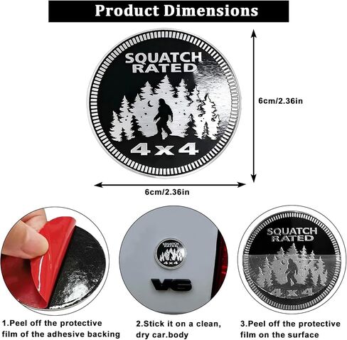 Dog Rated Car Emblem, 2 Pack 3D 4 x 4 Round Metal Car Badges Vehicle Decals Stickers Compatible with Jeep Wrangler Trucks & SUVs, Black Silver in Saudi Arabia