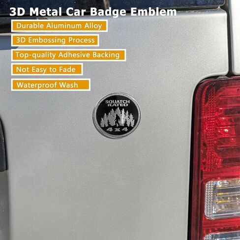 Dog Rated Car Emblem, 2 Pack 3D 4 x 4 Round Metal Car Badges Vehicle Decals Stickers Compatible with Jeep Wrangler Trucks & SUVs, Black Silver in Saudi Arabia