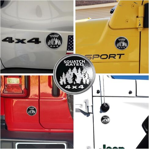 Dog Rated Car Emblem, 2 Pack 3D 4 x 4 Round Metal Car Badges Vehicle Decals Stickers Compatible with Jeep Wrangler Trucks & SUVs, Black Silver in Saudi Arabia