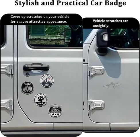 Dog Rated Car Emblem, 2 Pack 3D 4 x 4 Round Metal Car Badges Vehicle Decals Stickers Compatible with Jeep Wrangler Trucks & SUVs, Black Silver in Saudi Arabia