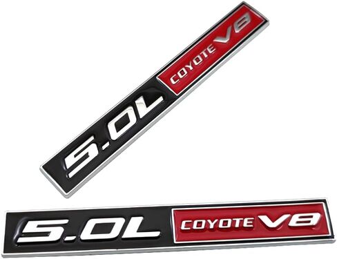 2 قطعة معدنية 5.0L Coyote V8 شعار شعار Turbo Sport 5.0 محرك السيارة الخلفي غطاء صندوق السيارة شارة GT ملصق ثلاثي الأبعاد (أحمر أسود) in Saudi Arabia