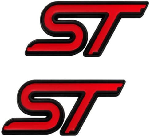 2X ST شارة ثلاثية الأبعاد حرف معدني شعار السيارة الجانب الحاجز الخلفي الجذع شعار شارة الباب الخلفي ملصق الشارات (أحمر) in Kuwait