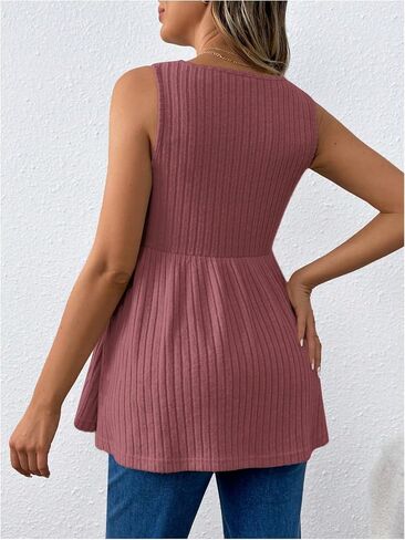 Women's Maternity Tank Top Scoop Neck Sleeveless Ruffle Hem Knit Tee Shirt Pregnancy Clothes in Saudi Arabia