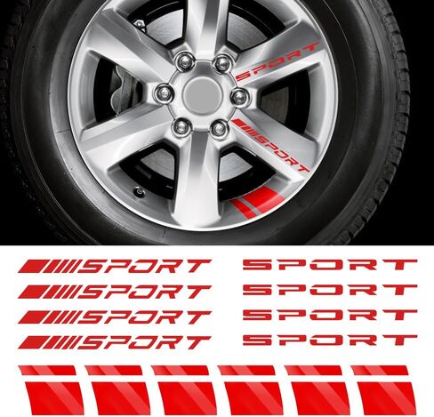 14 PCS Wheel Rim Decal Stripe, Reflective Car Decal for 18-21 Inch Wheels, Available on Most Models, Accessory for Rims (Red) in Saudi Arabia