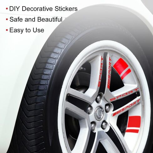 14 PCS Wheel Rim Decal Stripe, Reflective Car Decal for 18-21 Inch Wheels, Available on Most Models, Accessory for Rims (Red) in Saudi Arabia