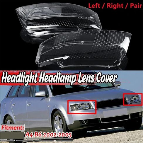 Car Front Headlight Headlamp Lens Cover Compatible for A4 B6 2002 2003 2004 2005 Headlight Cover Shell 8E0941029AD 8E0941030AD(Only Left) in Saudi Arabia